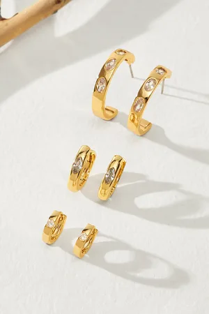 Cupshe Kristall-Ohrring-Set in Gold-Ton