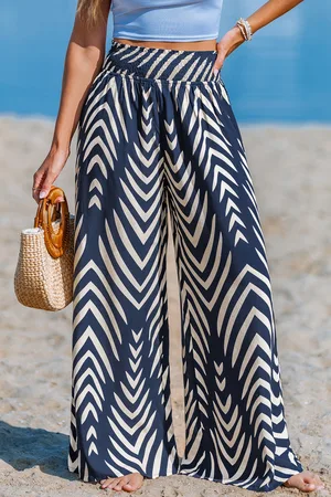 Cupshe Abstrakte Gesmokte Taille Strandhose