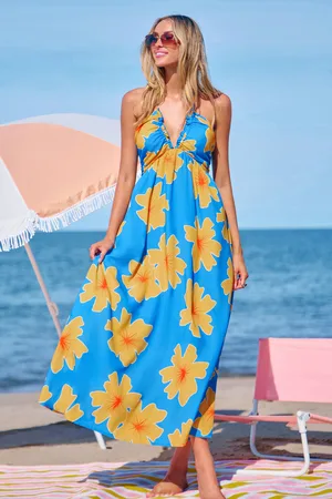 Cupshe Florales Ärmelloses Tiefer Ausschnitt Maxikleid