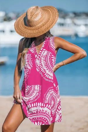 Cupshe Pflaumenfarbenes Boho-Mini-Strandkleid