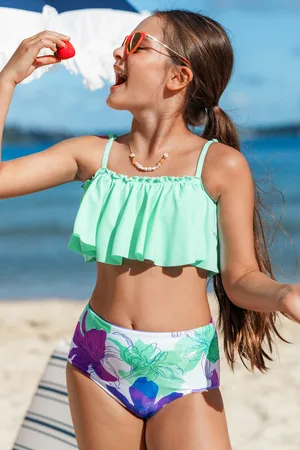 Cupshe Kinderbademode Wendbares Mädchen-Bikini-Set