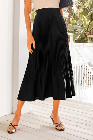 Cupshe Schwarzer Gerippter Midirock