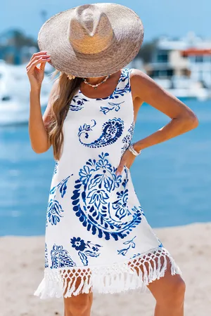 Cupshe Paisley Ärmelloses Midi-Strandkleid