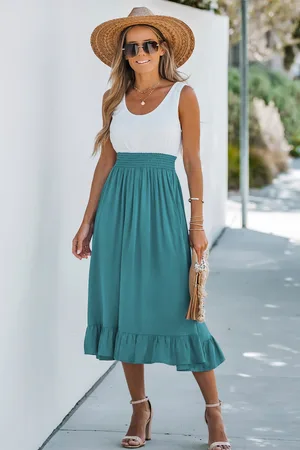 Cupshe Zweifarbiges Midikleid mit gesmoktem Bund