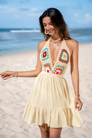 Cupshe Ärmelloses Mini-Strick-Strandkleid
