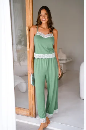 Cupshe Grünes ärmelloses Pyjama-Set