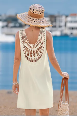 Cupshe Ärmelloses Mini-Strandkleid mit Kontrastspitze in