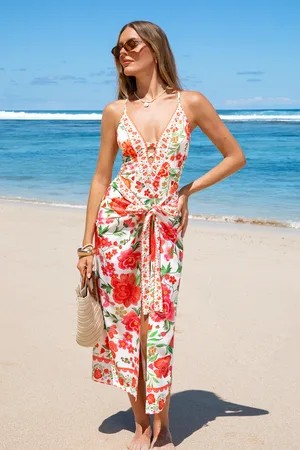 Cupshe Blumiger Strandsarong mit Bindegürtel