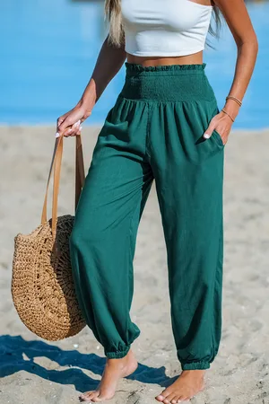 Cupshe Grüne Gesmokte Taille Hose