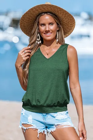 Cupshe Grünes Ärmelloses Strick-Top