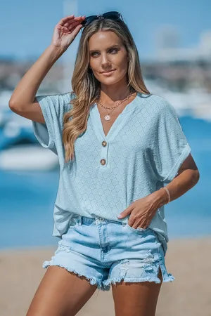 Cupshe Blaues Strick-Top mit offenem Ausschnitt
