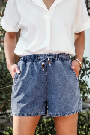 Cupshe Denim Elastischer Bund Jeansshorts