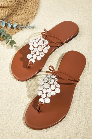 Cupshe Kunstleder-Sandalen mit Metallic-Akzent