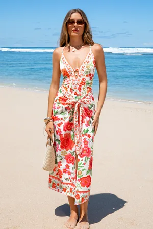 Cupshe Blumiger Strandsarong mit Bindegürtel