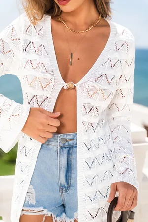 Cupshe V-Ausschnitt Strick-Strand-Top