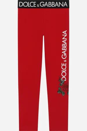 Dolce & Gabbana Leggings aus Interlock mit Logo- und Rosenprint