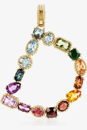 Dolce & Gabbana Charm D Rainbow alphabet aus 18-karätigem Gelbgold mit mehrfarbigen Edelsteinen