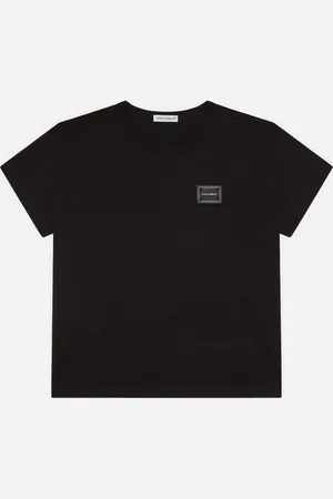 Dolce & Gabbana JERSEY-T-SHIRT MIT LOGOPLAKETTE