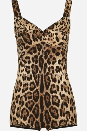 Dolce & Gabbana Leopard-print charmeuse bodysuit