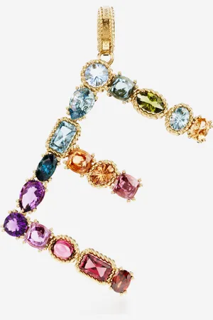 Dolce & Gabbana Charm E Rainbow alphabet aus 18-karätigem Gelbgold mit mehrfarbigen Edelsteinen