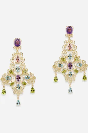 Dolce & Gabbana Pizzo earrings in yellow filigree with amethysts, aquamarines, peridots and morganites
