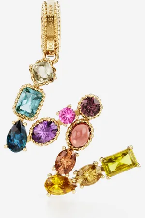 Dolce & Gabbana Charm W Rainbow alphabet aus 18-karätigem Gelbgold mit mehrfarbigen Edelsteinen