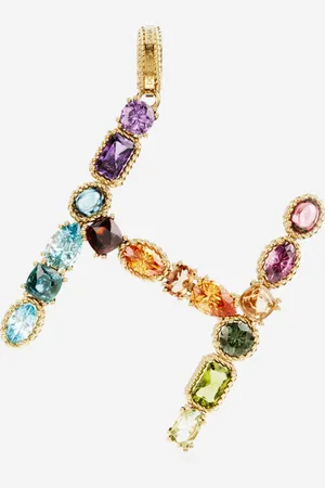 Dolce & Gabbana Charm H Rainbow alphabet aus 18-karätigem Gelbgold mit mehrfarbigen Edelsteinen