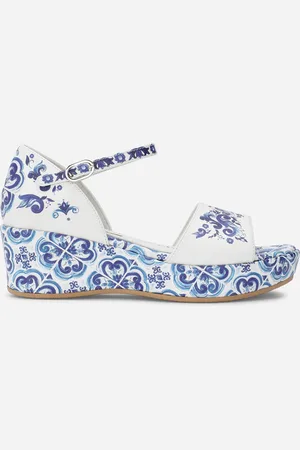 Dolce & Gabbana Sandalette aus Kalbsleder Majolika-Print