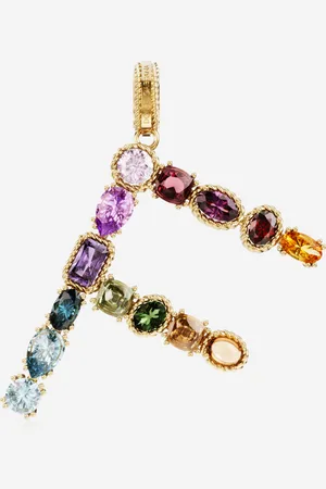 Dolce & Gabbana Charm F Rainbow alphabet aus 18-karätigem Gelbgold mit mehrfarbigen Edelsteinen