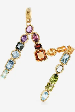 Dolce & Gabbana Charm M Rainbow alphabet aus 18-karätigem Gelbgold mit mehrfarbigen Edelsteinen
