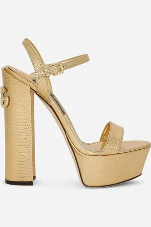 Dolce & Gabbana Plateau-Sandalette Metallic-Kalbsleder