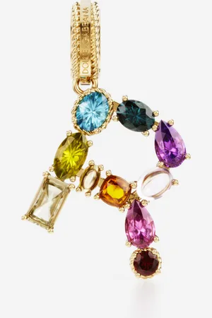 Dolce & Gabbana Charm R Rainbow alphabet aus 18-karätigem Gelbgold mit mehrfarbigen Edelsteinen