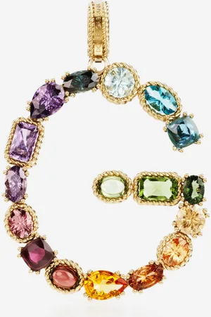Dolce & Gabbana Charm G Rainbow alphabet aus 18-karätigem Gelbgold mit mehrfarbigen Edelsteinen