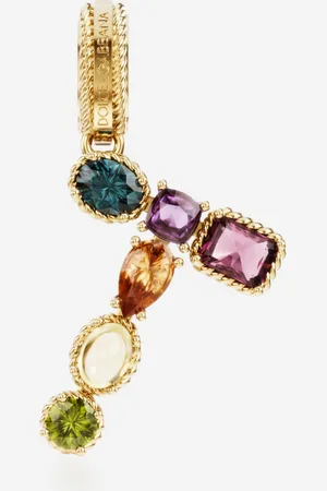 Dolce & Gabbana Charm T Rainbow alphabet aus 18-karätigem Gelbgold mit mehrfarbigen Edelsteinen