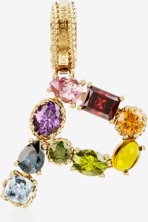 Dolce & Gabbana Charm P Rainbow alphabet aus 18-karätigem Gelbgold mit mehrfarbigen Edelsteinen
