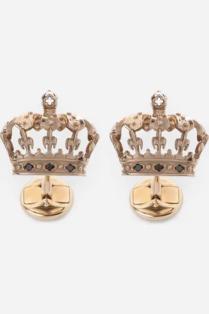Dolce & Gabbana Crown white gold cufflinks with black diamonds