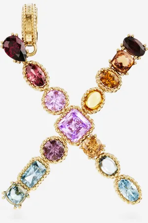 Dolce & Gabbana Charm X Rainbow alphabet aus 18-karätigem Gelbgold mit mehrfarbigen Edelsteinen