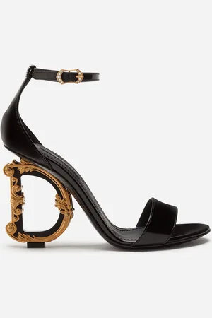Dolce & Gabbana Polished calfskin sandals with DG baroque heel