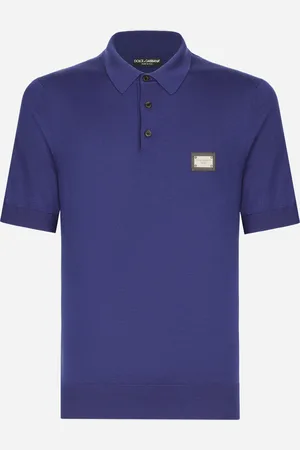 Dolce & Gabbana Poloshirt aus Wolle mit Logoplakette