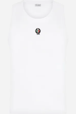 Dolce & Gabbana Tanktop bi-elastische Baumwolle mit Patch