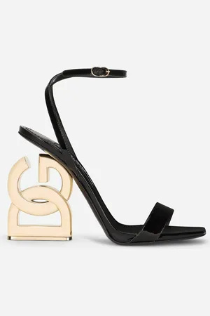 Dolce & Gabbana Sandalette aus Lackleder mit Absatz DG pop