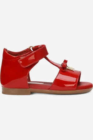 Dolce & Gabbana Lauflernsandale aus Lackleder mit Logo DG Metal