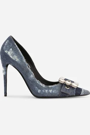 Dolce & Gabbana Pumps aus Patchwork-Denim mit Strassschnalle