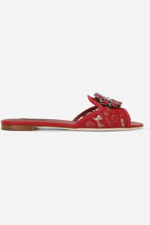 Dolce & Gabbana SANDALE AUS SPITZE MIT KRISTALLEN