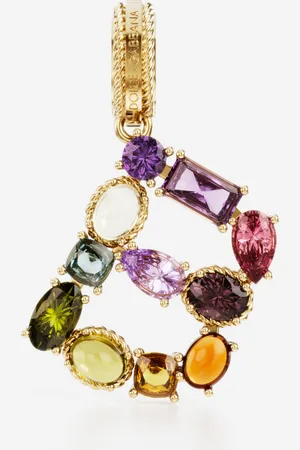 Dolce & Gabbana Charm B Rainbow alphabet aus 18-karätigem Gelbgold mit mehrfarbigen Edelsteinen