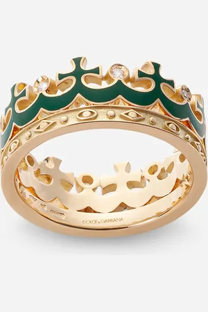 Dolce & Gabbana Crown yellow ring with green enamel crown and diamonds