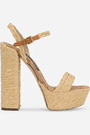 Dolce & Gabbana Plateau-Sandalette aus geflochtenem Raphiabast