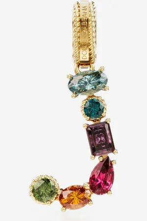 Dolce & Gabbana Charm J Rainbow alphabet aus 18-karätigem Gelbgold mit mehrfarbigen Edelsteinen