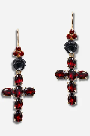 Dolce & Gabbana Family yellow earrings with rose and cross pendant