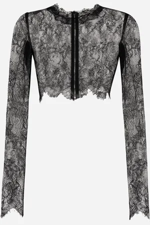 Dolce & Gabbana Kurzes Langarm-Oberteil aus Chantilly-Spitze